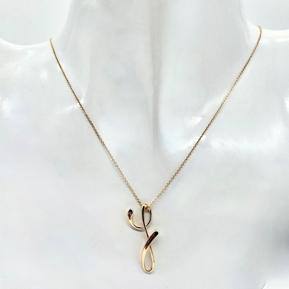 Tiffany & Co. Peretti Cursive Y 18k Yellow Gold Necklace - Picture 3 of 11